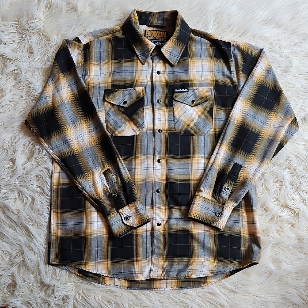 DIXXON Men's Plaid Shirt in Black and Yellow